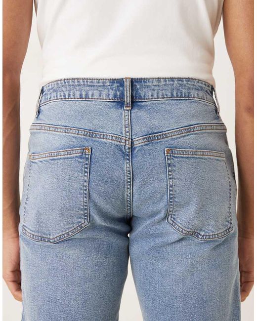 ASOS Blue Stretch Tapered Fit Jeans for men