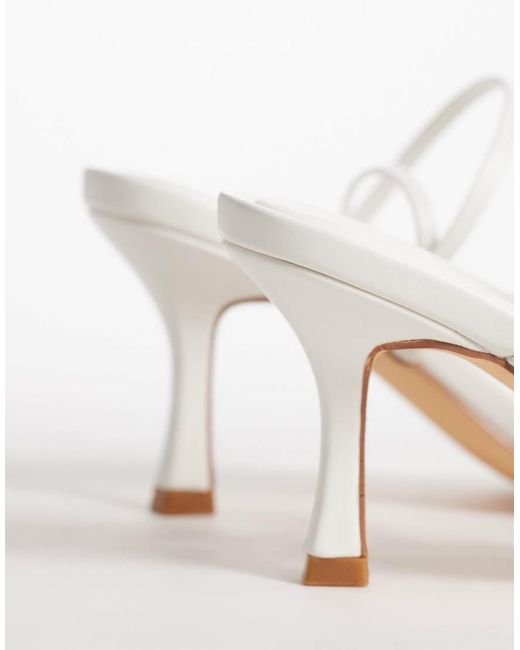Glamorous White Barely There Heeled Sandals With