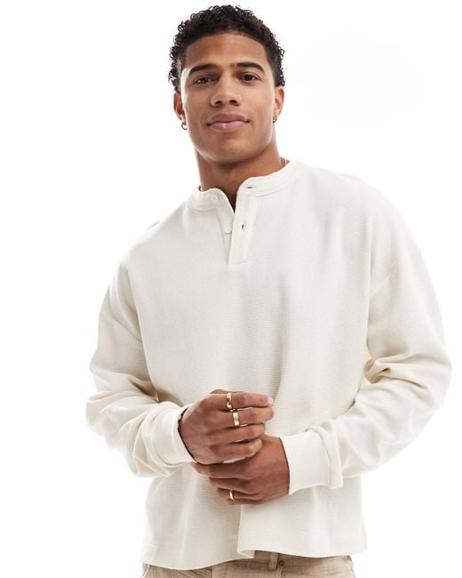 Human made OVERSIZED HENLEY NECK Men's Waffle Henley Neck
