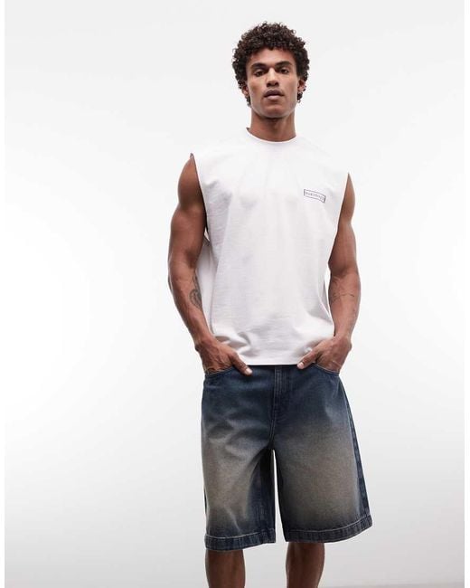 ASOS White Loose Denim Jorts for men