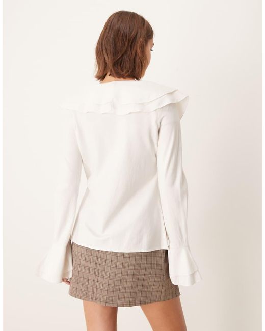 Finding Friday Natural Vneck Frill Blouse