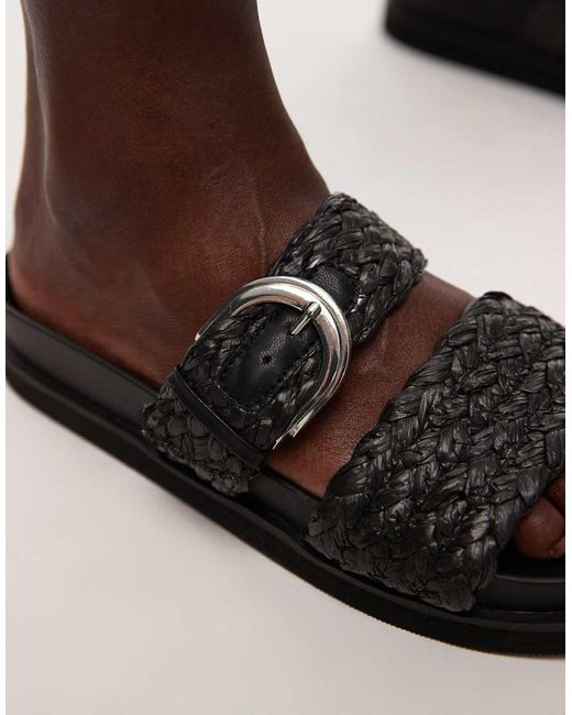 TOPSHOP Brown Kady Woven Flat Sandals With Buckle