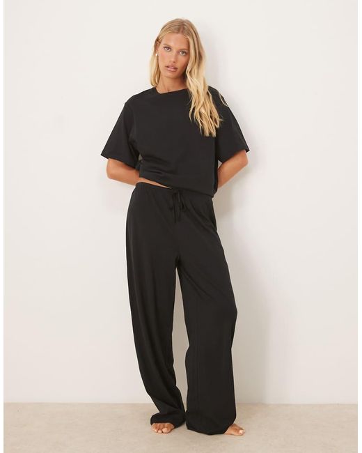 Pantalones De Pijama Negros De Algodón Mix & Match De ASOS de color Black