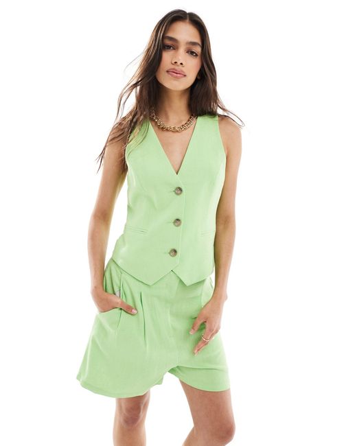 ASOS Green Waistcoat With Linen