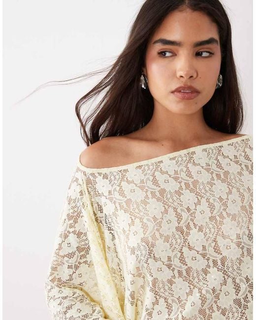 ASOS White Foiled Lace Asymmetrical Cape Top