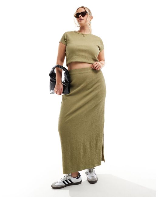 Collusion Green Plus Textured Maxi Skirt