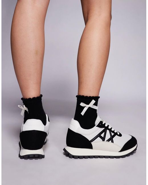 ARMANI EXCHANGE Metallic Suede Mix Logo Sneakers