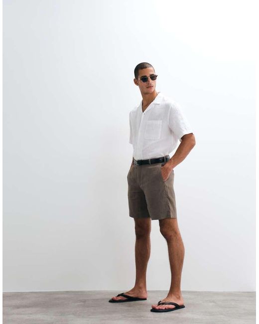 ARKET White Pure Linen Tailored Shorts for men