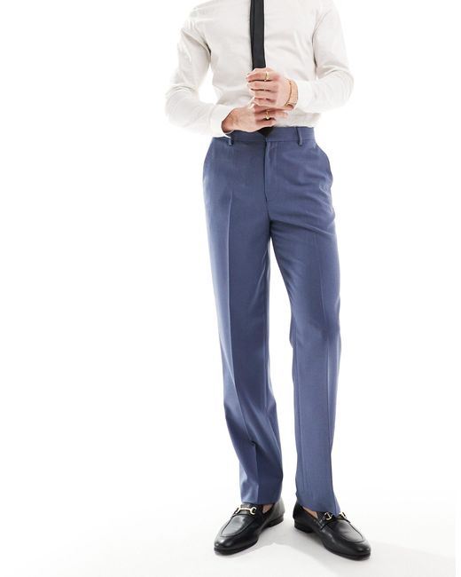 ASOS Blue Straight Suit Trouser for men
