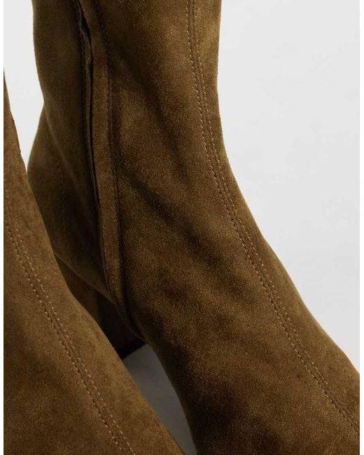 ASOS Green Ronan Block Heel Ankle Boots