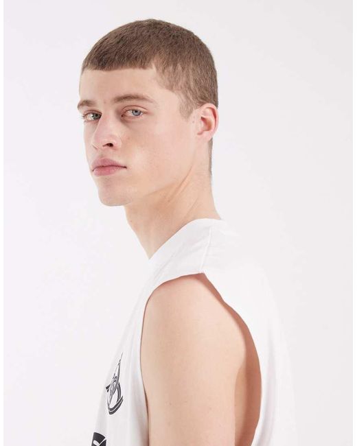 ASOS White Oversized Tank With Paraiso Football Graphic for men