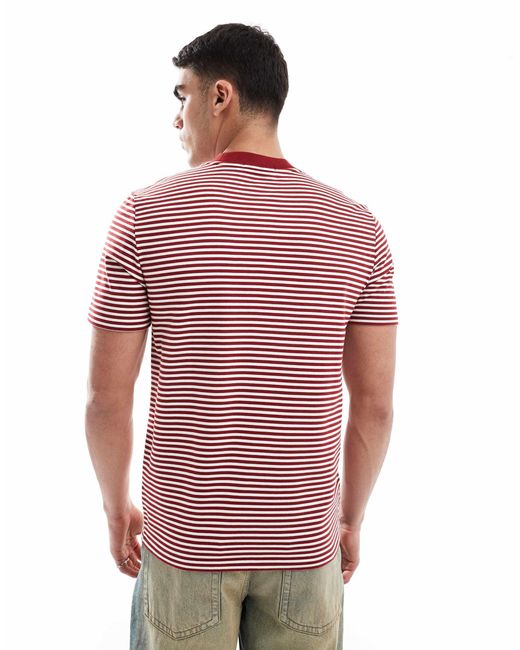 Fred Perry Red F Perry Fine Stripe T-shirt for men