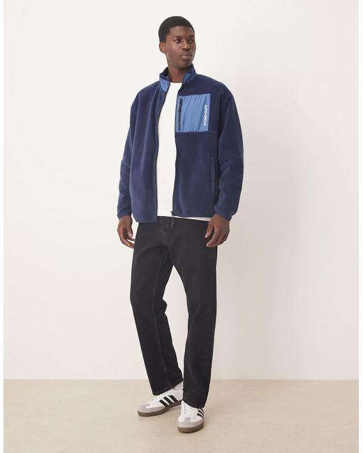 ASOS Oversized Fleece Met Ritssluiting En Zak in het Blue voor heren