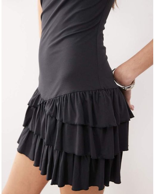 Collusion Black Ruffle Mini Dress