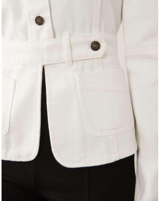 Lioness White Brooklyn Mandarin Collar Denim Utility Jacket Co-ord