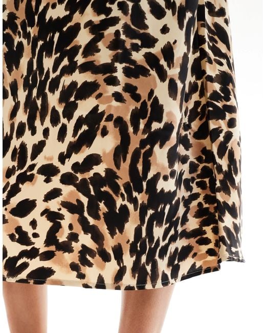 Y.A.S Black Y.a.s – midirock aus satin mit leopardenmuster