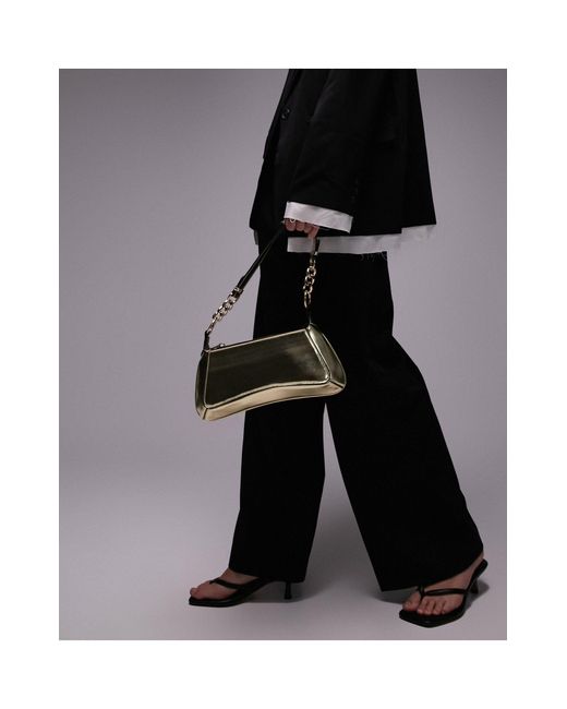 TOPSHOP Black Sisi Shoulder Bag With Chain Detail