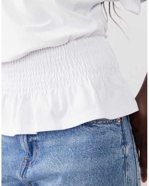 ASOS White Cinched Waist Detail T-Shirt