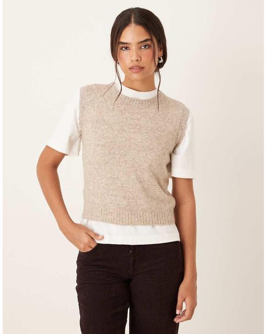 Glamorous White Knitted Crew Neck Vest Top