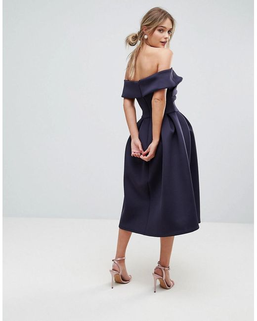Bardot Skater Prom Dress in Navy 