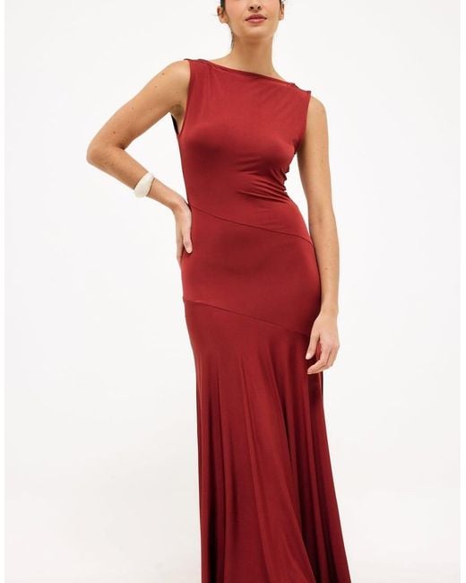 NA-KD Red Asymmetric Maxi Dress