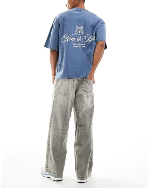 ASOS Superbaggy Jeans Met Inzetstukken En Grijze Wassing in het Blue voor heren