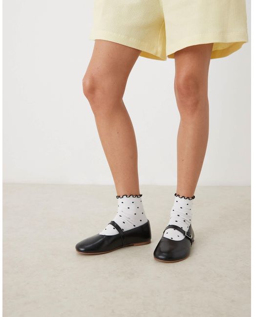 ASOS Gray Polka Dot Ankle Socks With Contrast Frill Top