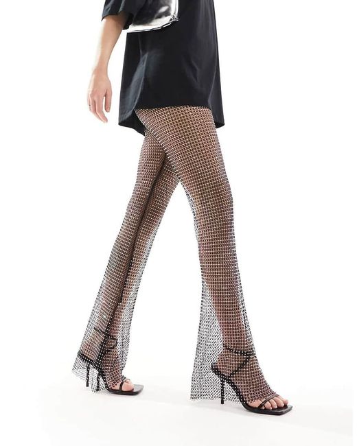 ASOS Flare-Broek Van Visnet Met Siersteentjes in het Black