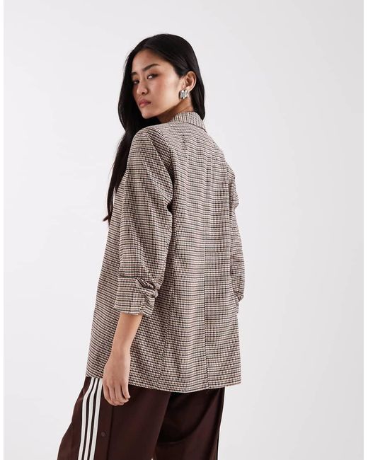 Pieces Gray Ruched Sleeve Blazer