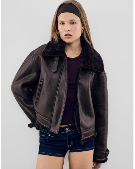 Stradivarius Blue – doubleface-jacke aus kunstleder