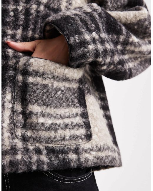 Miss Selfridge Black Check Cropped Jacket