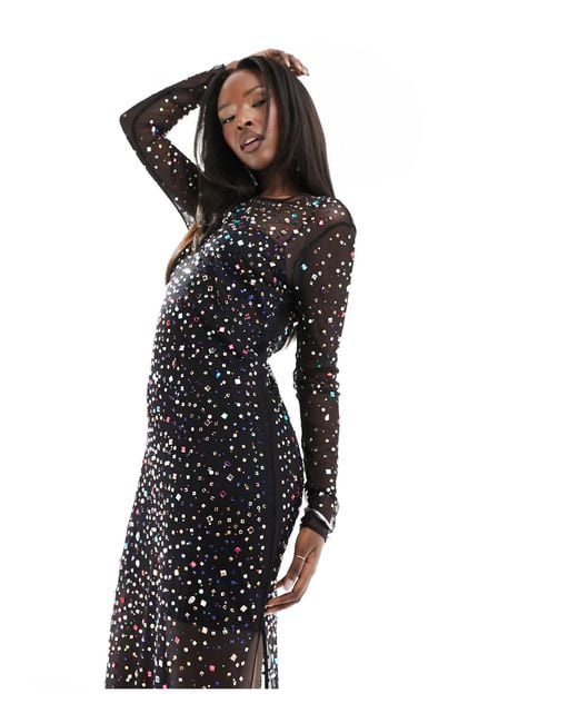 Mango Black Jeweled Maxi Dress