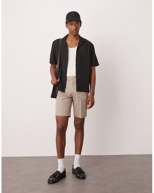 ASOS Natural Smart Straight Leg Shorts for men