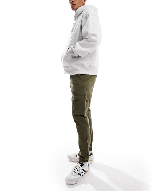 Only & Sons Green Tapered Fit Cargo Pants With Cuffed Bottom for men