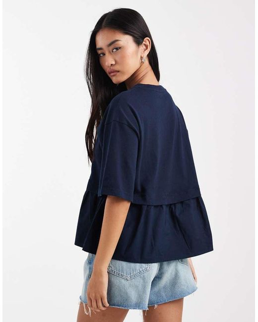 Miss Selfridge Blue Poplin Mix T-shirt