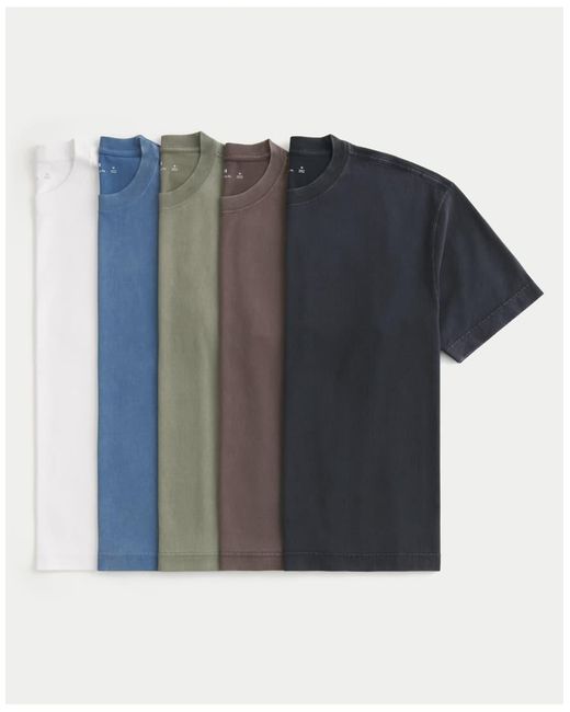 Hollister Blue Boxy Heavyweight Crew T-Shirt 5-Pack for men