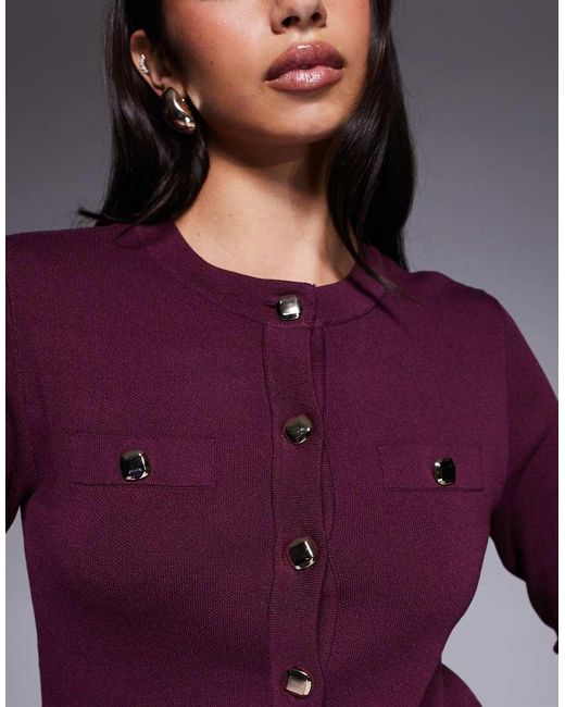 River Island Purple Button Detail Cardigan