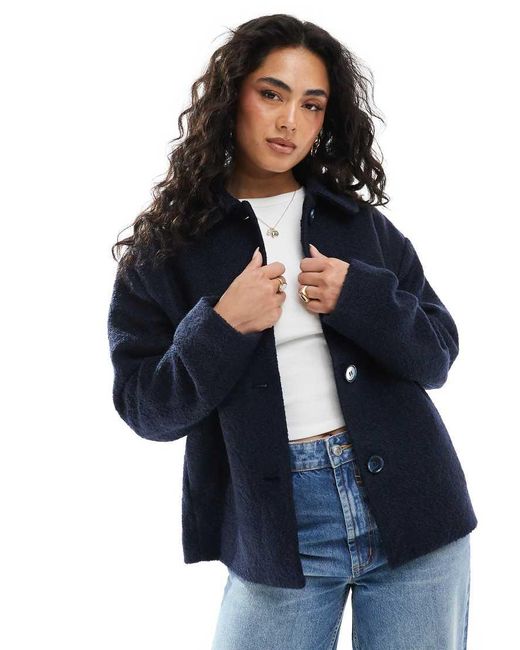 Monki Blue Borg Coat