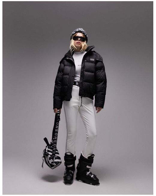 TOPSHOP Gray Sno Hooded Ski Puffer Jacket