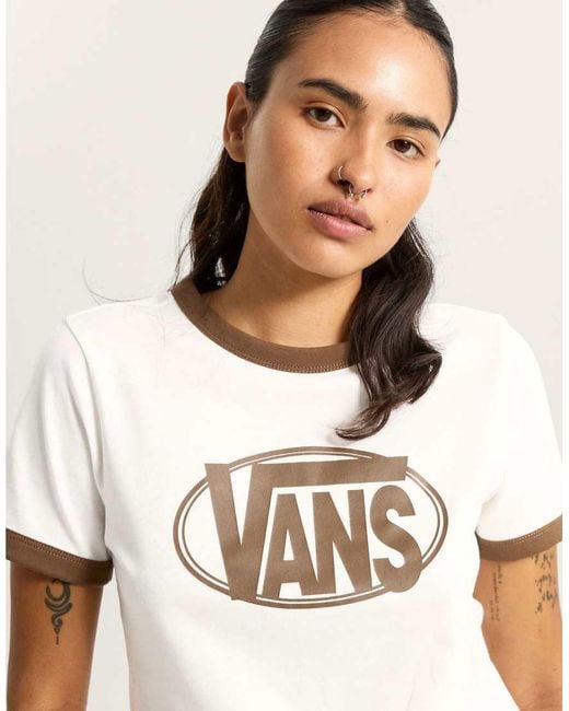 Vans White Center Chest Ringer Tee