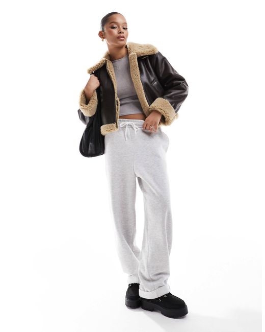 ONLY Black Faux Fur Aviator Jacket