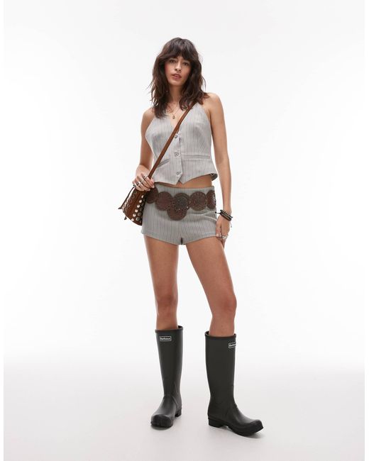 Renewal - top d'ensemble ajusté dos nu à décolleté plongeant - gris à rayures Lioness en coloris Gray