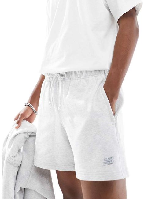 New Balance White Athletics French Terry Short 5" for men