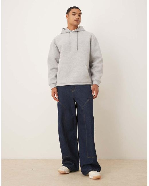 ASOS Oversized Hoodie Met Vaste Zoom En Trekkoord Van Zware Stof in het Natural voor heren