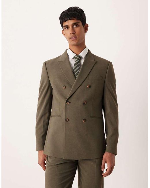 ASOS Green Double Breasted Regular Suit Jacket for men
