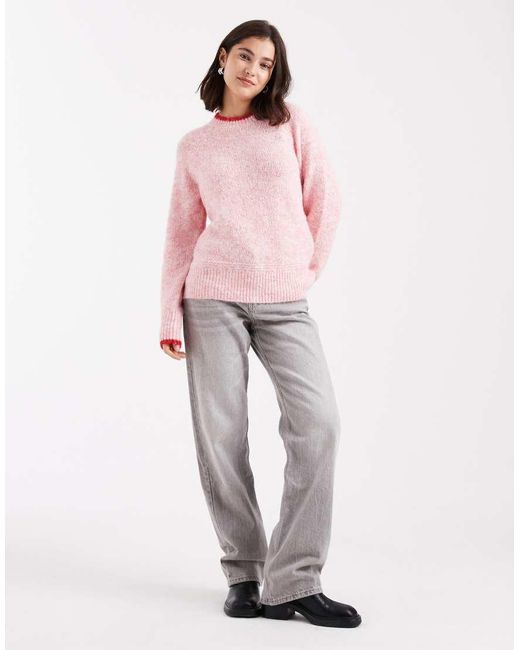 Jersey Rosa Con Ribete En Contraste De Punto De Pieces de color Pink