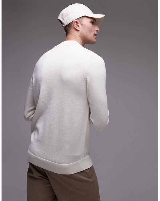 Pull col montant en maille - crème SELECTED pour homme en coloris Gray