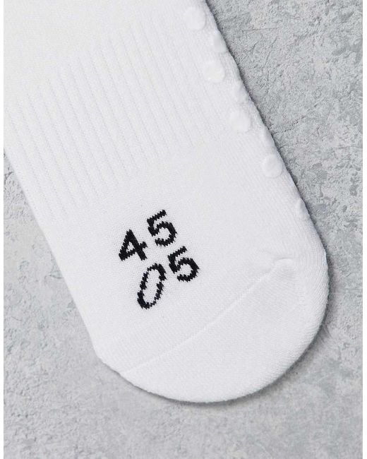 4505 White 2 Pack Non Slip Grip Lettuce Edge Pilates Crew Socks