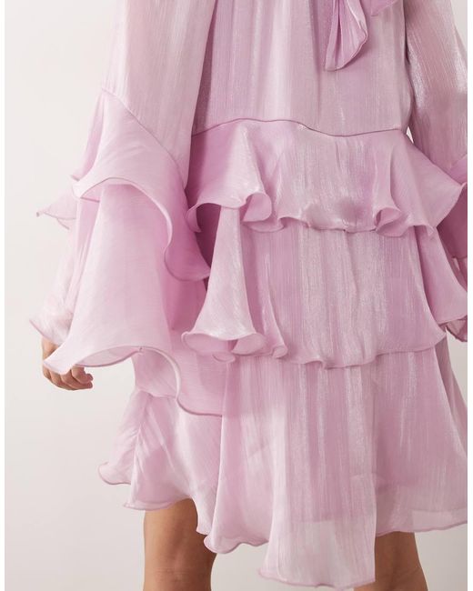 Gina Tricot Pink Flowy Frill Mini Dress
