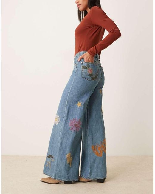 Wrangler Blue X Lainey Wilson Embroidered Wide Leg Jeans